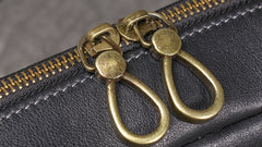 Black Small Messenger Bag Men's Black Leather Messenger Bag Small Black Leather Crossbody Bag - iwalletsmen