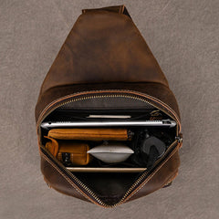 Brown Leather Sling Bag for Men - iwalletsmen