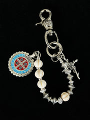 Long Ball Wallet Chains for Women White Ball Wallet Chain Beaded Wallet Chain - iChainWallets