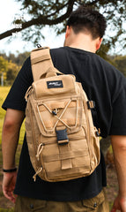 Khaki Tactical Canvas sling bag for big guys,