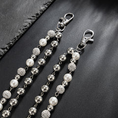 Pearl Wallet Chain Beaded Wallet Chain Diamond Double Wallet Chain - iChainWallets