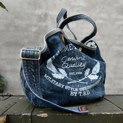 Blue Denim Tote Handbag Denim Tote Bag Blue Denim Tote Shoulder Bag Jean Tote Bag - Feltify