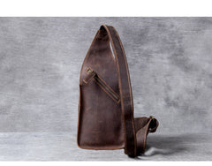 sling pack men​ Dark Brown Leather Sling Bag for Men Leather Crossbody Sling Bag Mens Leather Sling Pack