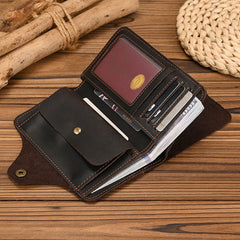 Leather Vertical Wallet with Buckle with Coin Pocket - iwalletsmen