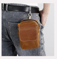 Brown Leather Belts Pouches - iwalletsmen