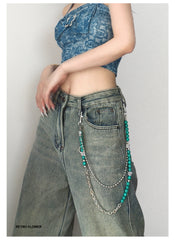 Green Turquoise Stone Ball Wallet Chain 