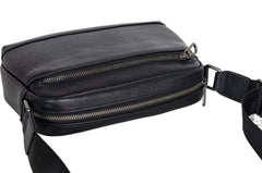 Small Mens Black Leather Crossbody Bag - iwalletsmen
