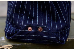 Womens Jeans Shoulder Bag Blue Striped Denim Leather Crossbody Bag for Men Striped Messnger Bag - Feltify