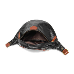 Black Leather Fanny Pack Crossbody - iwalletsmen