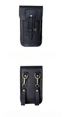 Black  Mens Leather Phone Belt Pouch - iwalletsmen