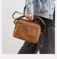 Small Brown Leather Crossbody Purse - iwalletsmen