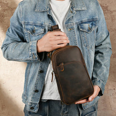 Brown Leather Sling Backpack for Men - iwalletsmen