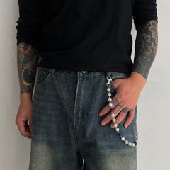 Light Blue Beaded Pants Chain Diamond Pants Chain for Women - iChainWallets