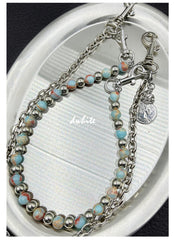 Light Blue Shoushan Stone Ball Wallet Chain Double Wallet Chain - iChainWallets