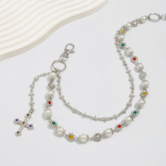 Pearl Wallet Chain for Women Wallet Chain with Cross - iChainWallets