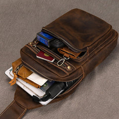 Brown Leather Sling Bag for Men - iwalletsmen