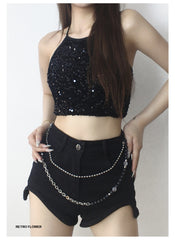 Black Turquoise Stone Ball Wallet Chain 