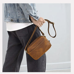 Brown Small Italian Leather Crossbody Bag - iwalletsmen