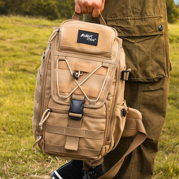 Khaki Tactical Canvas sling bag for big guys,