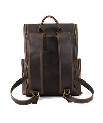 Dark Brown Leather Backpack for 15 inch Laptop for Men - iwalletsmen