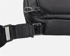 Small Mens Black Leather Crossbody Bag - iwalletsmen