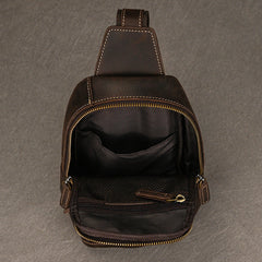 Brown Mens Leather Chest Bag Chest Sling Bag for Men - iwalletsmen