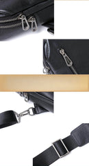 Mens Sling Bag Leather Black - iwalletsmen
