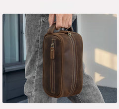 Brown Leather Toiletry Bag Men's Leather Toiletry Bag Full Grain Leather Toiletry Bag - iwalletsmen