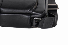 Small Mens Black Leather Crossbody Bag - iwalletsmen