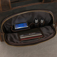 Brown Leather Vertical Briefcase Business Handbag for Men Office Handbag for Men - iwalletsmen