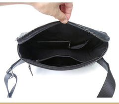 Black Leather Messenger Bag - Detail