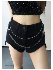 Beaded Wallet Chain Black Double Wallet Chain - iChainWallets