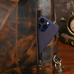 Leather Large Sling Backpack - Buckle Detail