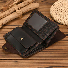 Leather Vertical Wallet with Buckle with Coin Pocket - iwalletsmen
