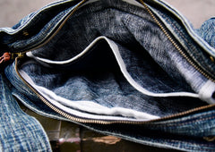 Blue Denim Messnger Bag Washed Distressed Womens Large Jeans Shoulder Bag Large Denim Crossbody Bag for Men - Feltify