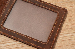 Slim Leather ID Window Wallet Mens Bifold Wallet ID Window Minimalist Wallet with ID Window - iwalletsmen