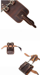 Dark Brown Leather Belt Phone Pouch Leather Phone Belt Pouch - iwalletsmen