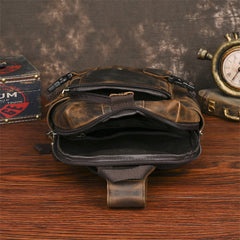Large Leather Sling Bag for Big Guys - Handle Detail