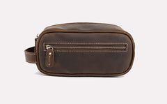 Brown Leather Toiletry Bag Men's Leather Toiletry Bag Full Grain Leather Toiletry Bag - iwalletsmen