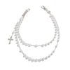 Pearl Wallet Chain Gold Beaded Wallet Chain for Women Double Wallet Chain with Cross - iChainWallets