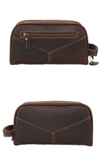 leather mens toiletry bag Brown Leather Men's Toiletry Bag Leather Roomy Dopp Kit Clutch Wash Kit - iwalletsmen