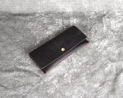 Long Leather Wallet with Flap Mens Wallet with Flap Brown Leather Flap Wallet - iwalletsmen