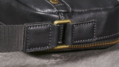 Black Small Messenger Bag Men's Black Leather Messenger Bag Small Black Leather Crossbody Bag - iwalletsmen