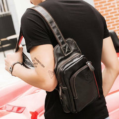 mens cross the chest bags​ Crossbody Sling Backpack Leather Mens Chest Bag Leather Sling Bag Crossbody Chest Bag