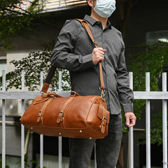 Brown Leather Weekender Bag for Men Vintage Leather Weekend Bag for Men - iwalletsmen