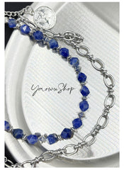 Blue Turquoise Beaded Wallet Chain Beaded Pants Chain Double Wallet Chain - iChainWallets