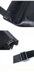 Small Black Leather Shoulder Bag Men Package