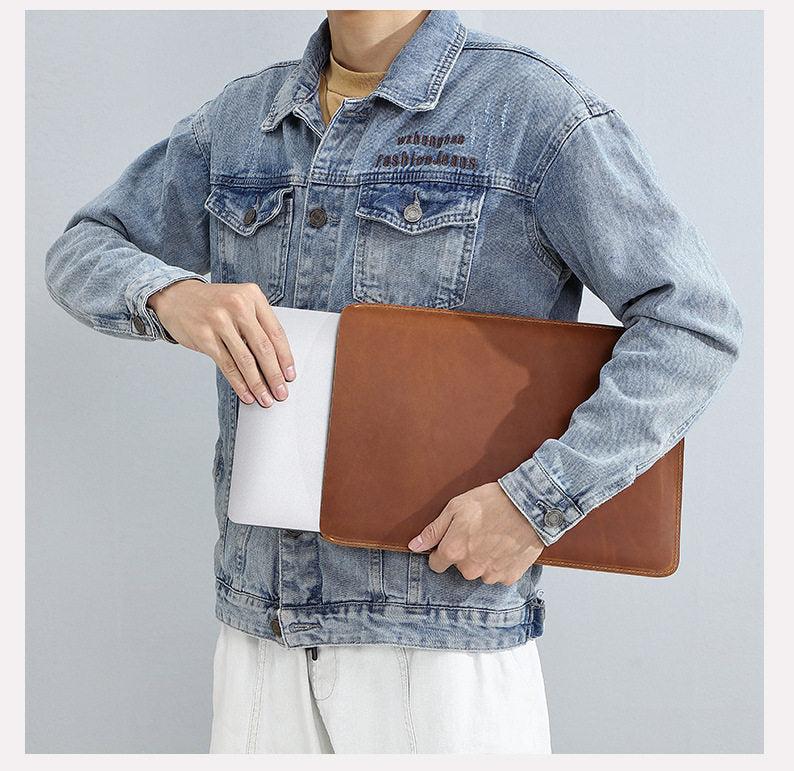 Brown Leather Laptop Case 13 inches Mens 13 Leather Case for Laptop - iwalletsmen
