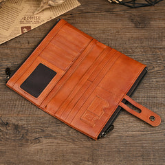 Double Zipper Leather Wallet with Buckle for Men - iwalletsmen