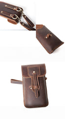 Dark Brown Leather Belt Phone Pouch Leather Phone Belt Pouch - iwalletsmen